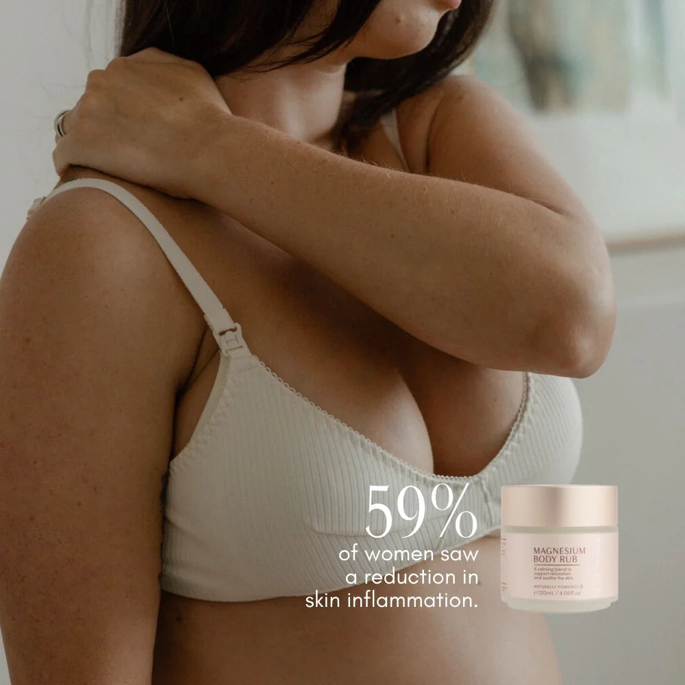 Pure Mama Magnesium Body Rub for women, 120ml, showing the soothing lotion bottle designed for sleep support and muscle relief.