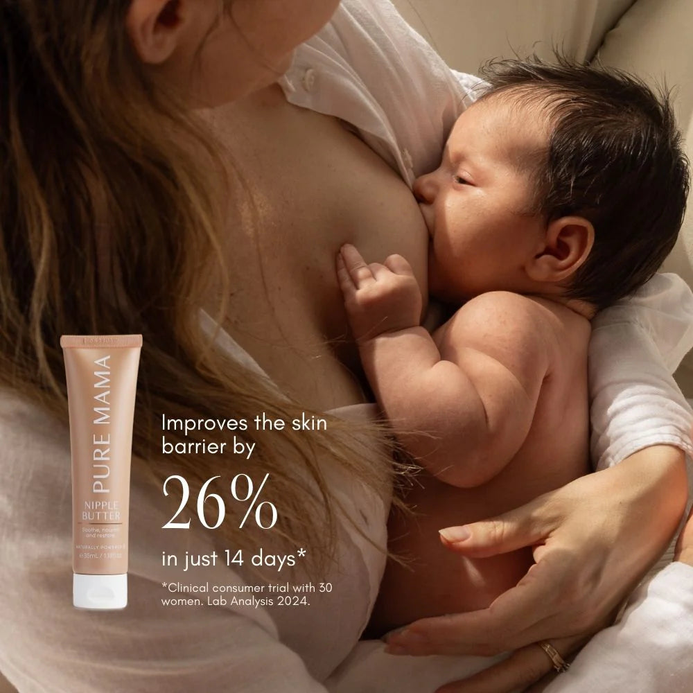 Pure Mama nipple butter cream in a 35ml tube, designed for postpartum recovery and women’s care.