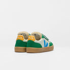 VEJA Small V-90 Leather sneakers in Jade Egee Emeraude with green organic leather, showcasing the stylish shoe design.