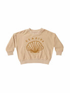 RYLEE + CRU Terry Crewneck top in Seaside Shell color, soft cotton fabric, featuring a relaxed fit and classic crewneck style.