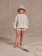 Rylee + Cru retro floral slouchy pullover for kids, soft fabric with colorful floral pattern, casual and comfortable top.