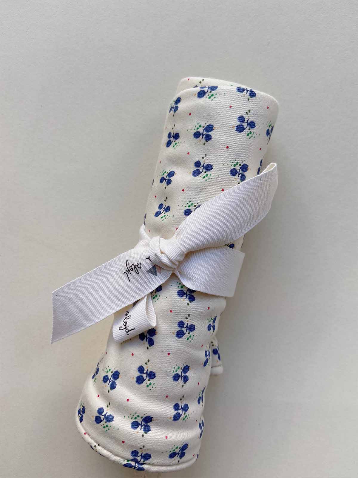Konges Slojd Kapok nursing pillow cover in Bluebell fabric, soft and comfortable for breastfeeding and infant support.
