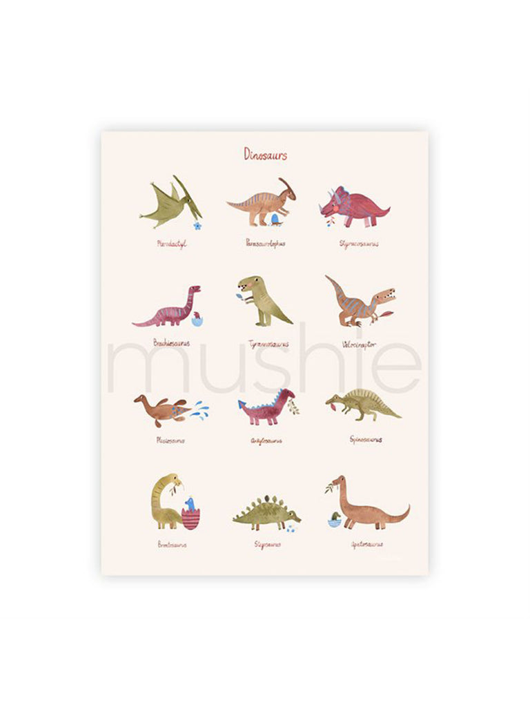 Mushie Dinosaur Poster for childs bedroom