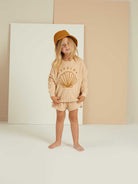 Rylee + Cru Terry Crewneck in Seaside Shell, soft fabric top with relaxed fit and subtle textured design.