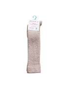 Grech & Co organic cotton over-the-knee tights in buff color, soft and comfortable thigh-high socks for everyday wear.