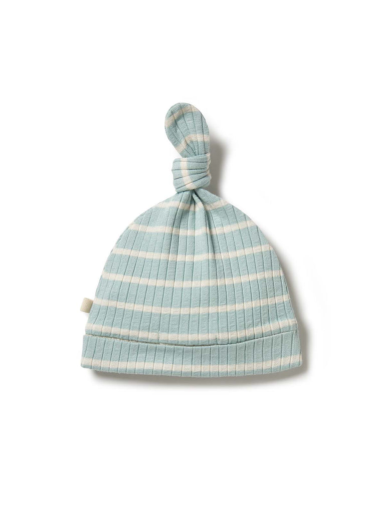 Wilson and Frenchy Pistachio stripe rib knot hat for babies