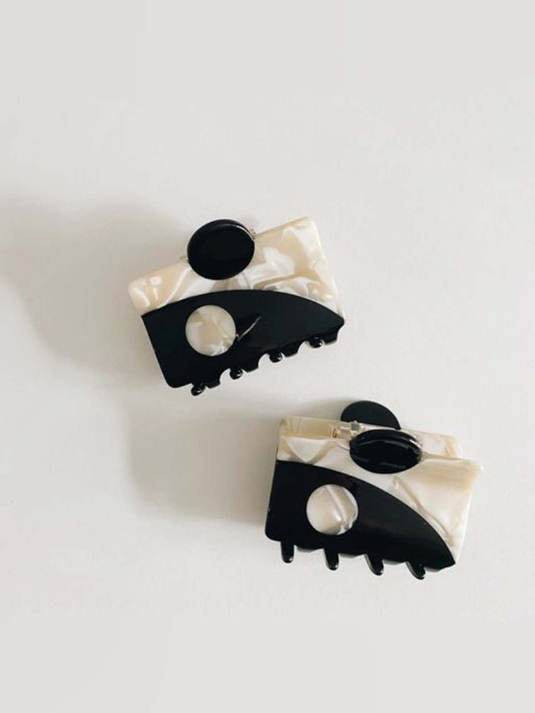 girls yin yang hair clips black